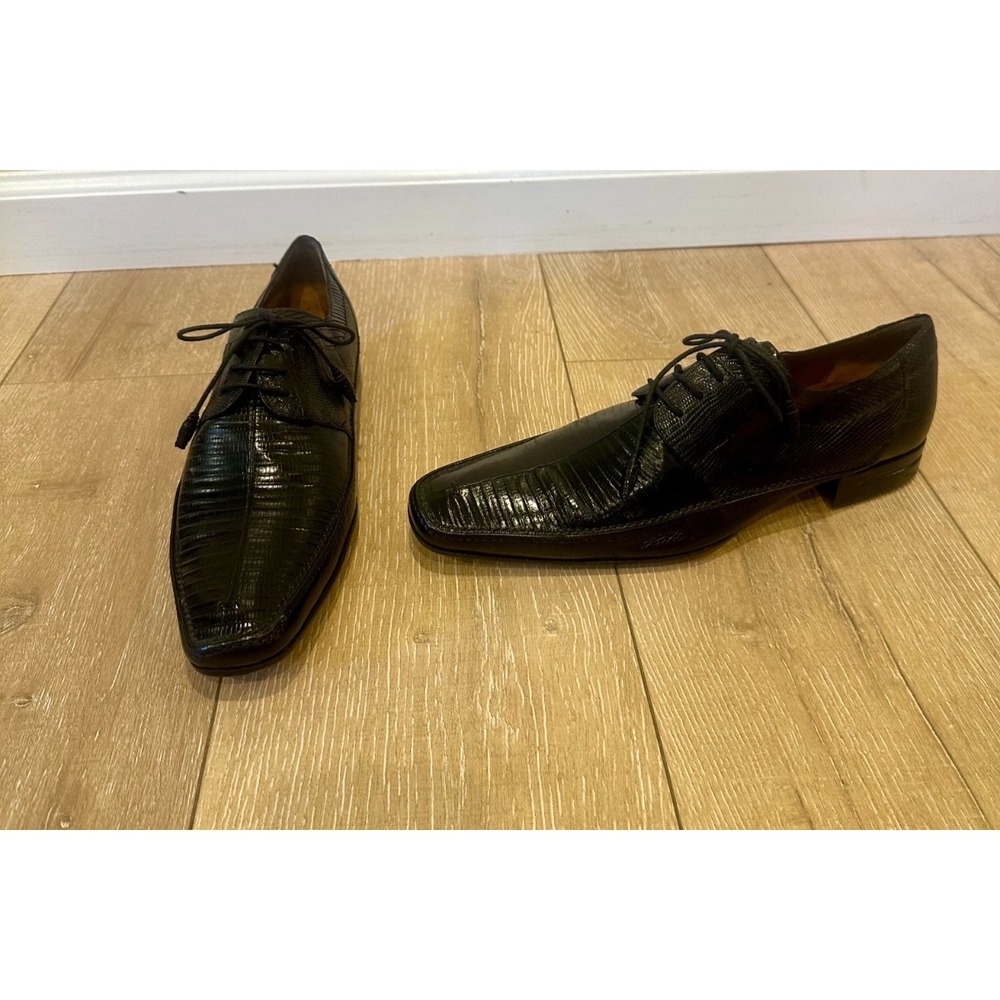 Mezlan Platinum Genuine Lizard Exotic Split Toe Lace-Up Shoes Black Sz 10M $700+